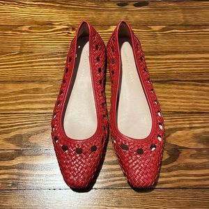 Loeffler Randall Red Woven Flats